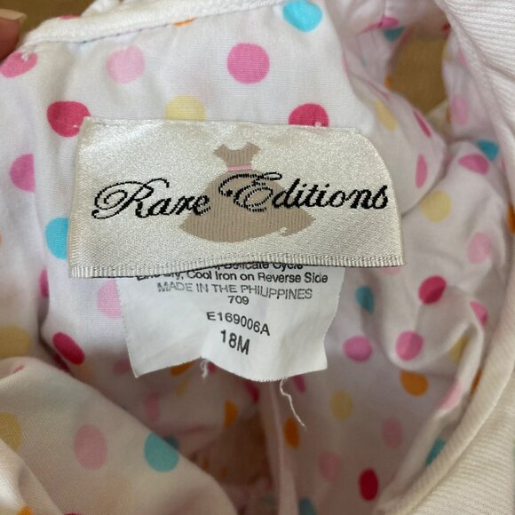 Rare Editions Dress Girls 18m 18 Months Summer Polka Dot Smocked Embroidered - Picture 3 of 7